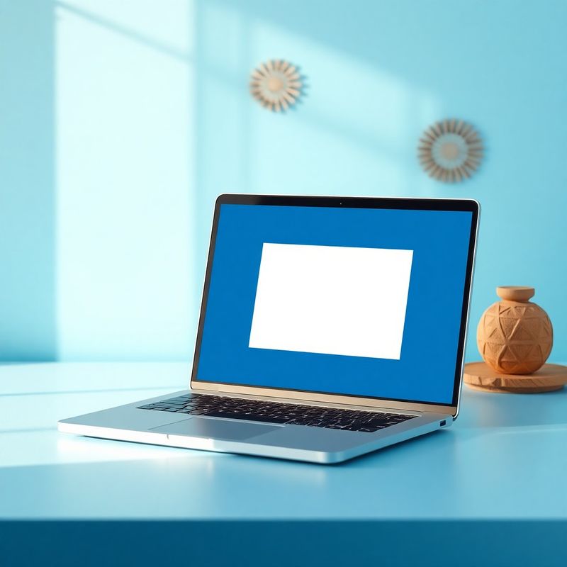 Otvoreni laptop s kontaktnim obrascem na azurnoj radnoj površini